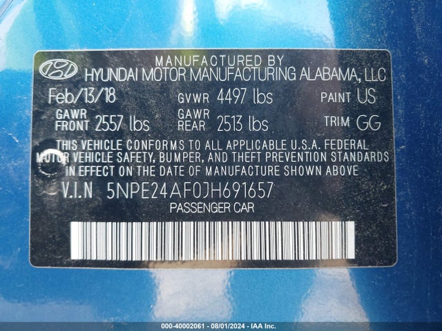 Hyundai SONATA SE 2018 5NPE24AF0JH691657 Image 9