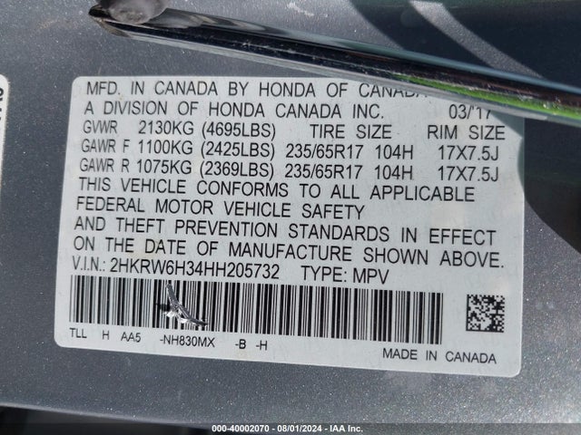 Honda CR-V LX 2017 2HKRW6H34HH205732 Image 9