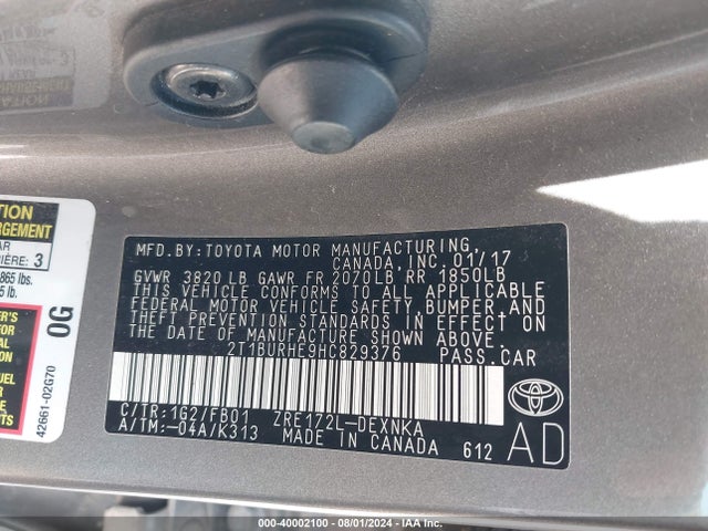 Toyota COROLLA LE 2017 2T1BURHE9HC829376 Image 9