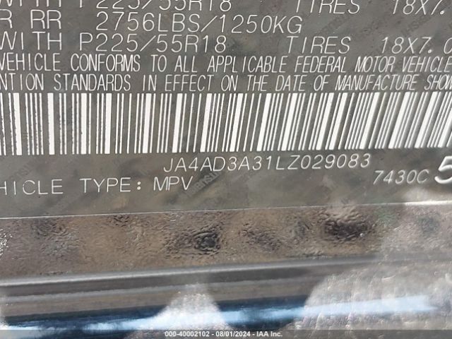 2020 MITSUBISHI OUTLANDER JA4AD3A31LZ029083 Photo 8