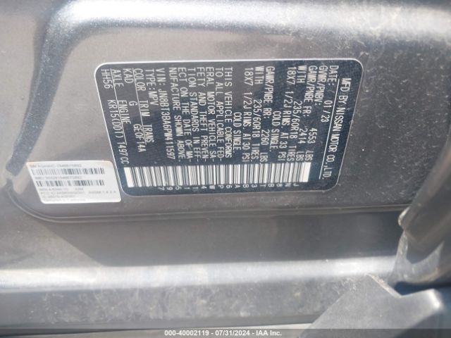 JN8BT3BA6PW411597 Nissan Rogue Sv Fwd
