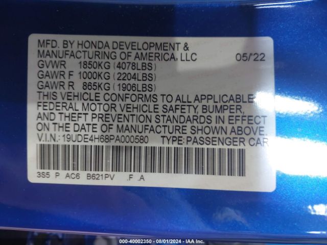 19UDE4H68PA000580 Acura Integra A-spec W/ Technology