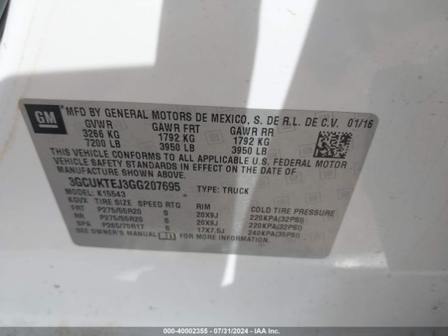 3GCUKTEJ3GG207695 Chevrolet Silverado 1500 High Country