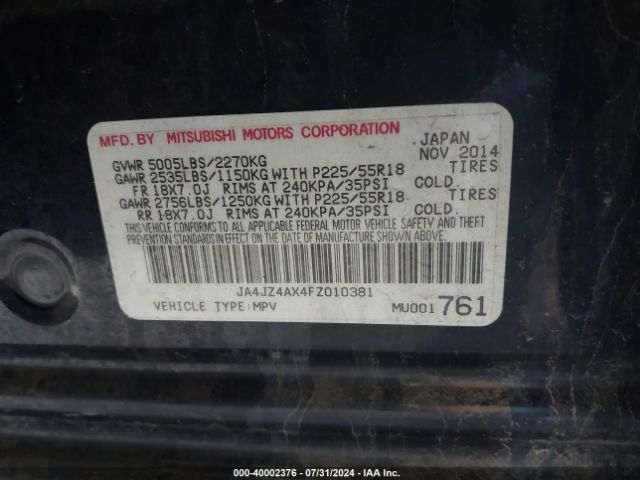 2015 MITSUBISHI OUTLANDER JA4JZ4AX4FZ010381 Photo 8