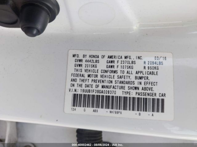 19UUB1F39GA009370 Acura TLX