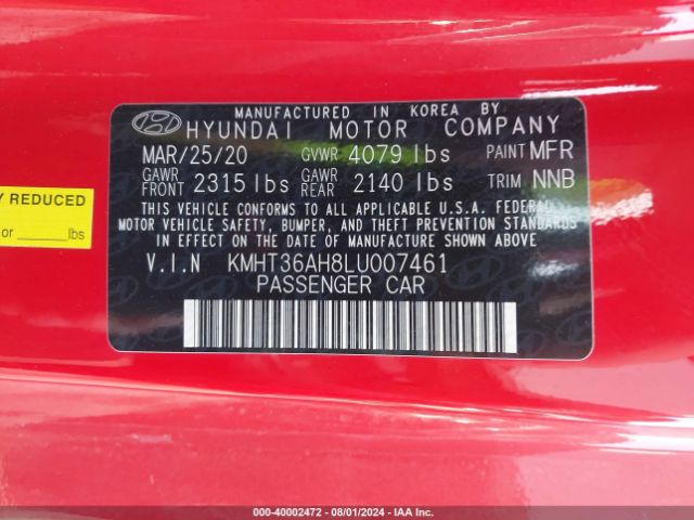 KMHT36AH8LU007461 Hyundai VELOSTER N
