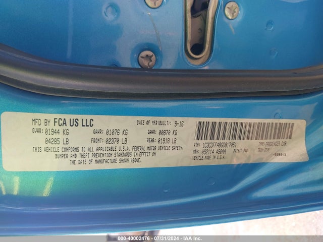1C3CDFFA8GD817051 Dodge Dart Sxt Sport