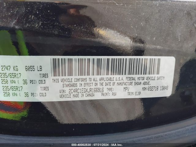 2C4RC1EGXJR166916 Chrysler Pacifica Touring L Plus