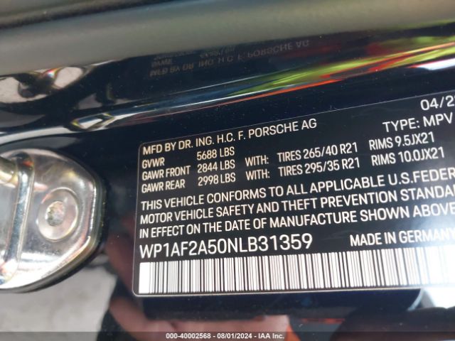 WP1AF2A50NLB31359 Porsche Macan Gts