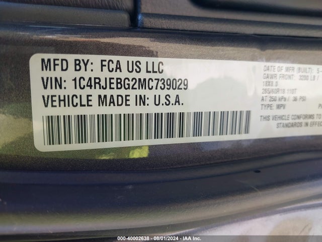1C4RJEBG2MC739029 Jeep Grand Cherokee Limited 4x2