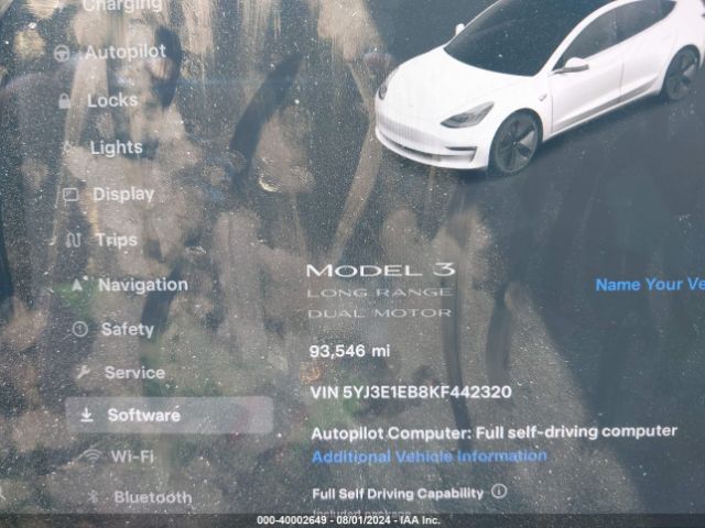 5YJ3E1EB8KF442320 Tesla Model 3 Long Range/performance