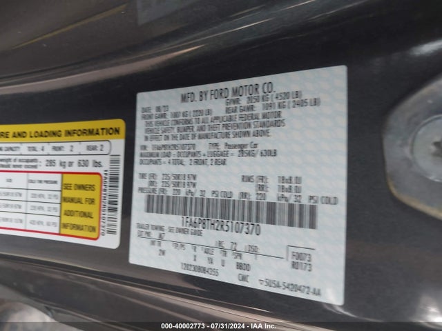Ford Mustang Ecoboost Fastback 2024 1FA6P8TH2R5107370 Image 9