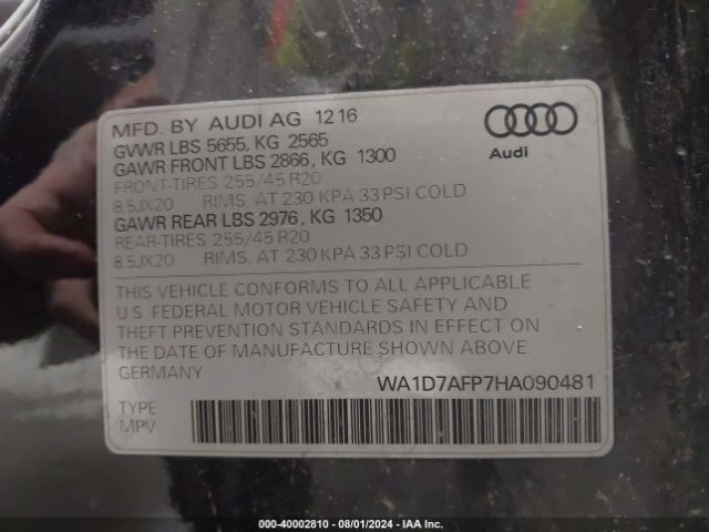 WA1D7AFP7HA090481 Audi Q5 3.0t Premium Plus
