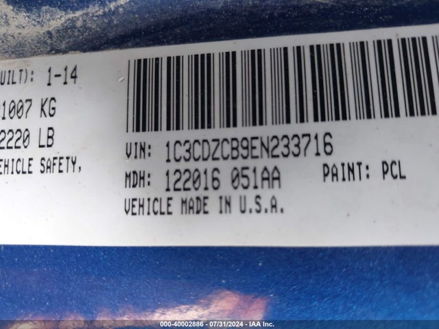 Dodge Avenger Sxt 2014 1C3CDZCB9EN233716 Image 9