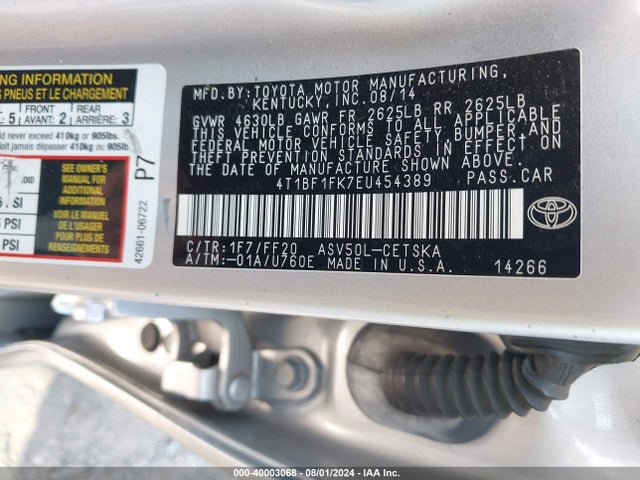Toyota CAMRY SE 2014 4T1BF1FK7EU454389 Image 9