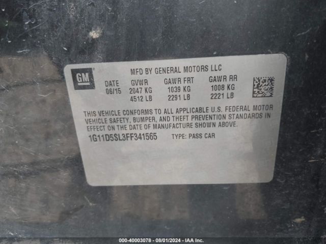 1G11D5SL3FF341565 Chevrolet MALIBU 2LT