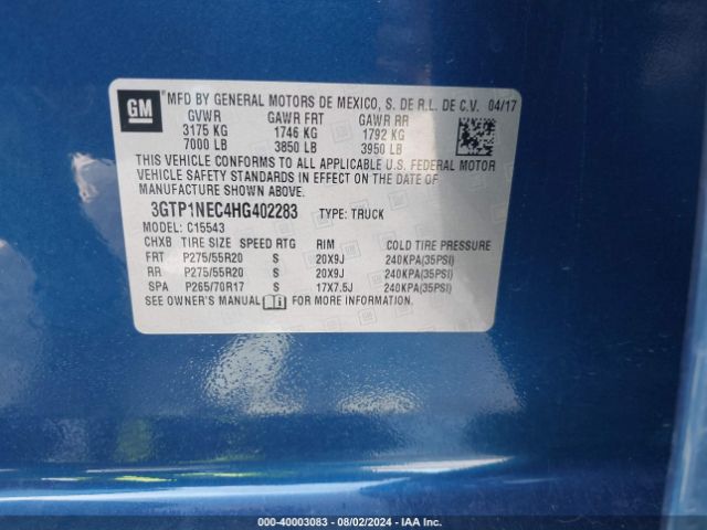 3GTP1NEC4HG402283 GMC Sierra 1500 Slt