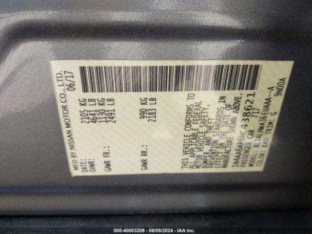 1N4AA6AP6HC438621 Nissan Maxima 3.5 Platinum