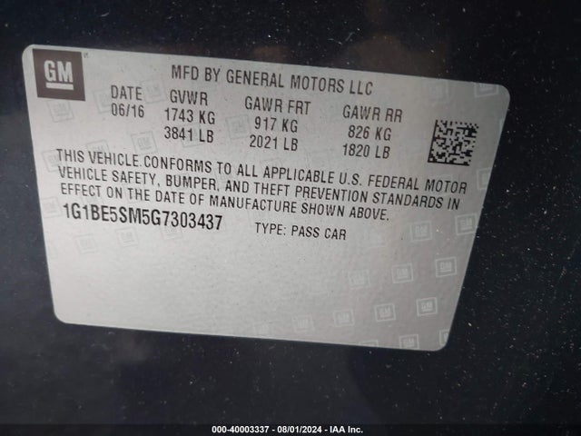 Chevrolet Cruze Lt Auto 2016 1G1BE5SM5G7303437 Image 9