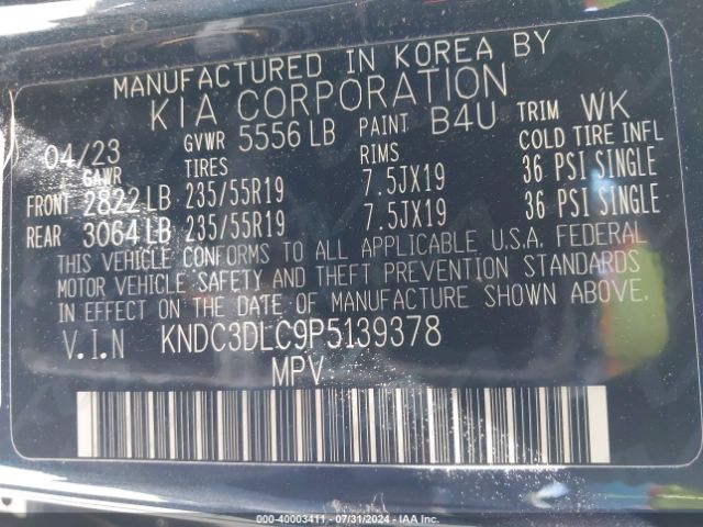 KNDC3DLC9P5139378 KIA Ev6 Wind