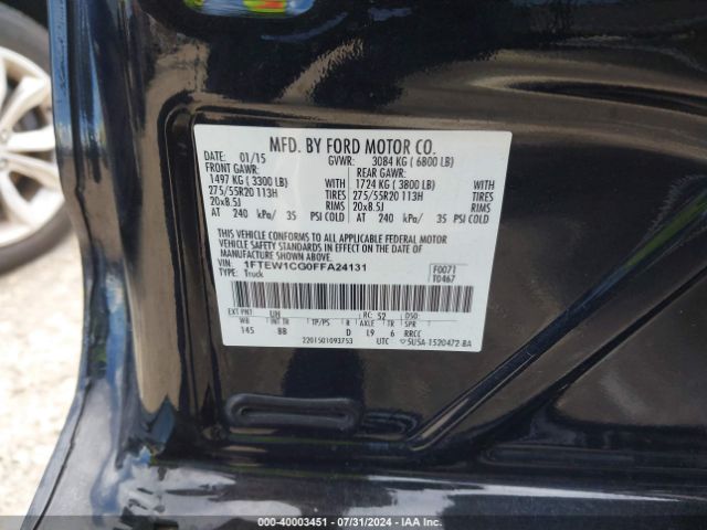 1FTEW1CG0FFA24131 Ford F-150 Platinum