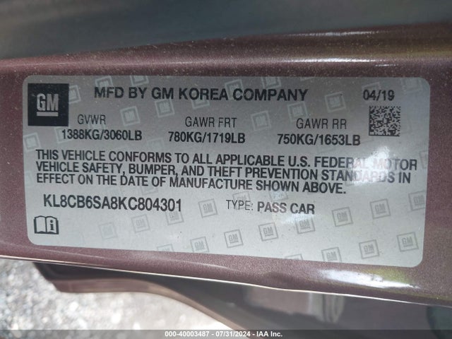 Chevrolet Spark Ls Cvt 2019 KL8CB6SA8KC804301 Image 9