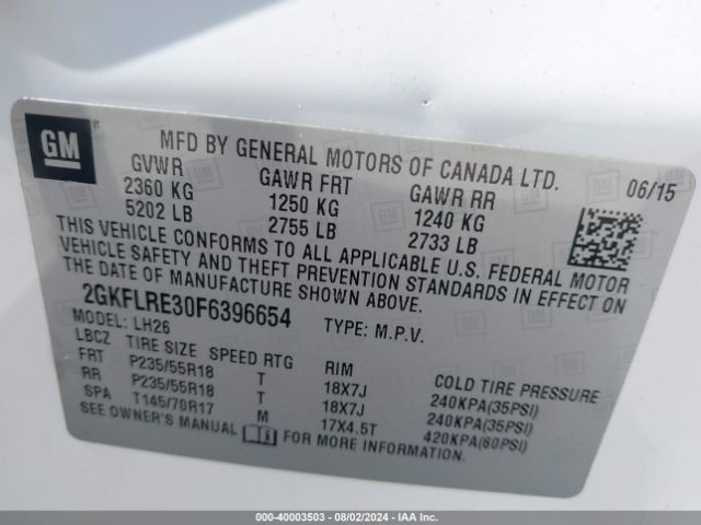 2GKFLRE30F6396654 GMC Terrain Sle-2