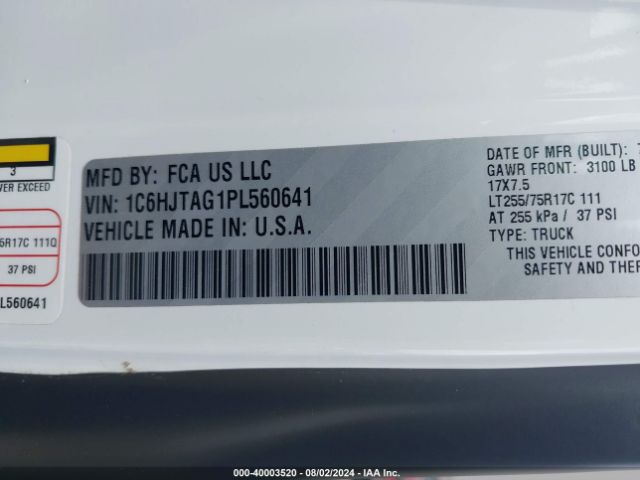 1C6HJTAG1PL560641 Jeep Gladiator Texas Trail 4x4