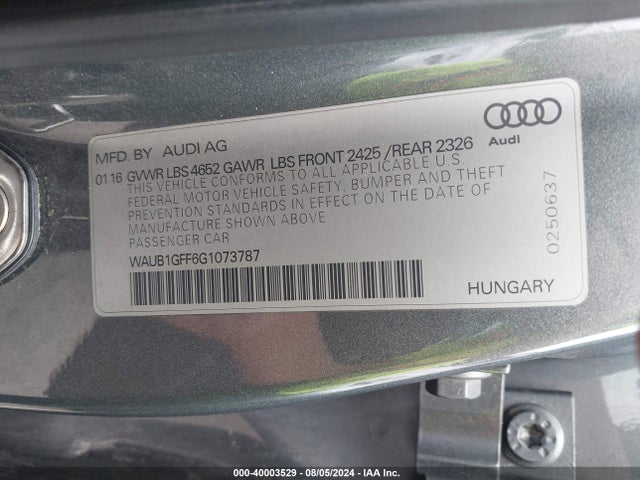 WAUB1GFF6G1073787 Audi S3 2.0t Premium Plus