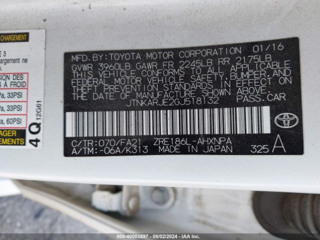 JTNKARJE2GJ518132 Scion IM