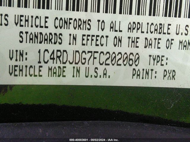 1C4RDJDG7FC202060 Dodge DURANGO LIMITED