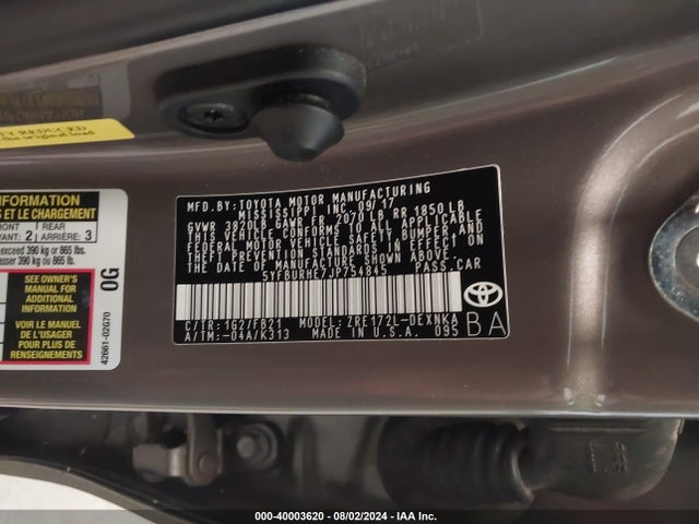 Toyota COROLLA LE 2018 5YFBURHE7JP754845 Image 9