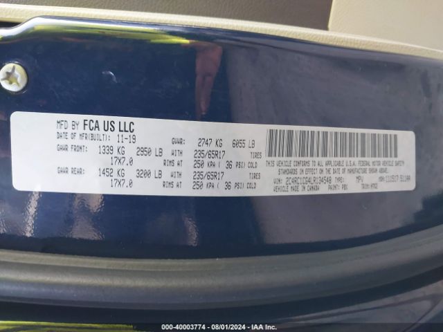 2C4RC1CG4LR134548 Chrysler Voyager Lx