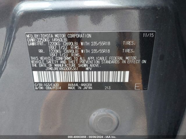 JTMDJREV8GD005361 Toyota Rav4 Hybrid Limited