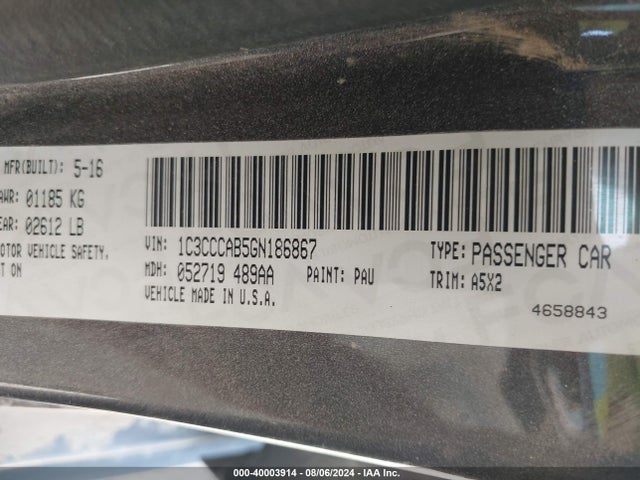 1C3CCCAB5GN186867 Chrysler 200 Limited