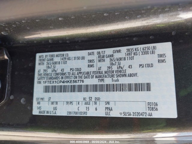 Ford F-150 Xlt 2017 1FTEX1CP4HKE56776 Image 9
