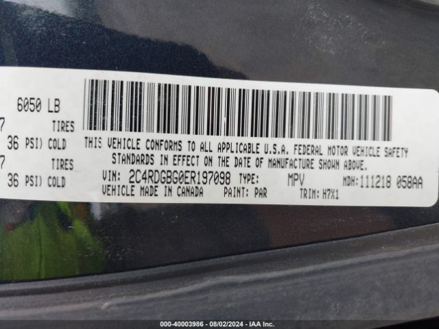 2C4RDGBG0ER197098 Dodge Grand Caravan Se