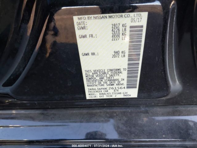 1N4AL3APXHC261564 Nissan Altima 2.5 Sr