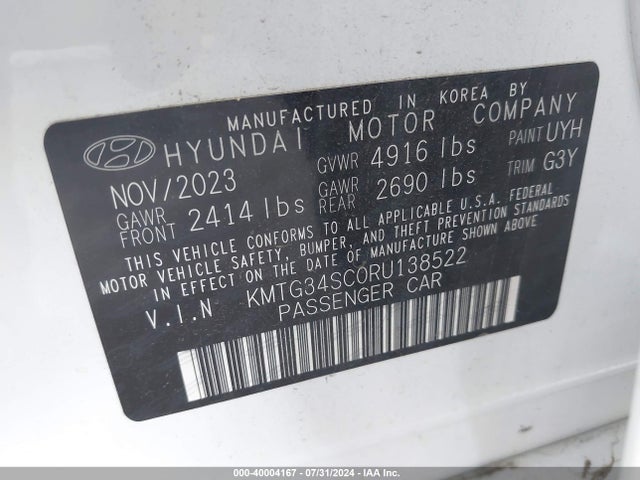 KMTG34SC0RU138522 Genesis G70 2.5t Awd