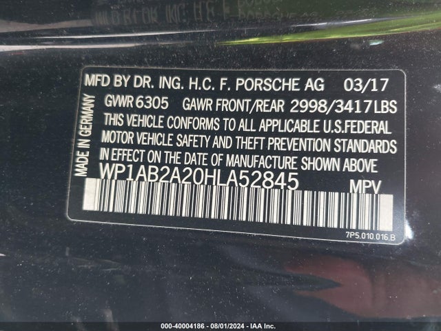 2017 PORSCHE CAYENNE WP1AB2A20HLA52845 Photo 8