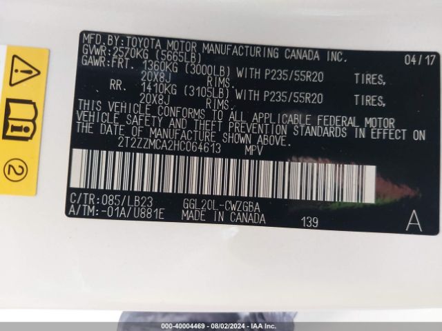 2T2ZZMCA2HC064613 Lexus RX 350