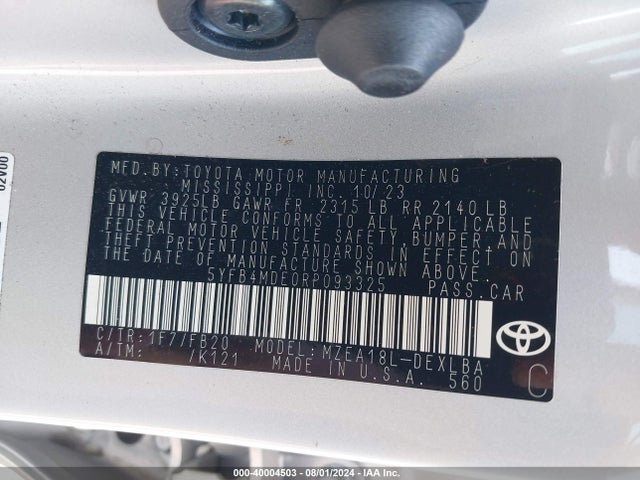 Toyota COROLLA LE 2024 5YFB4MDE0RP093325 Image 9