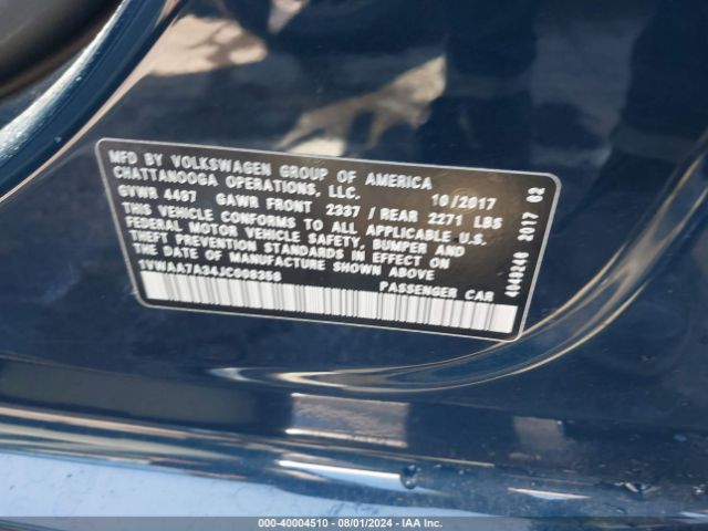 1VWAA7A34JC008358 Volkswagen Passat 2.0t R-line/2.0t S