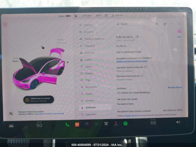 5YJ3E1EA6JF171540 Tesla Model 3 Long Range/mid Range