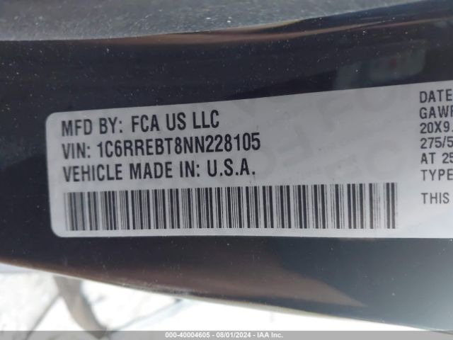 1C6RREBT8NN228105 RAM 1500 Lone Star Quad Cab 4x2 6'4 Box