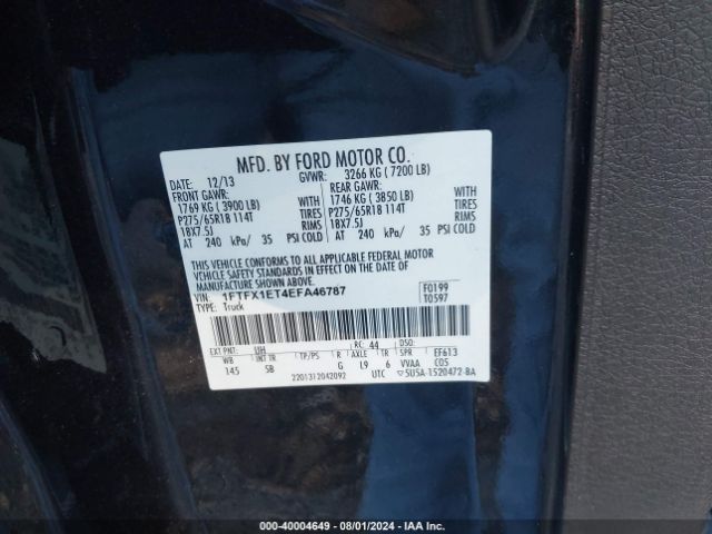 1FTFX1ET4EFA46787 Ford F-150 Fx4
