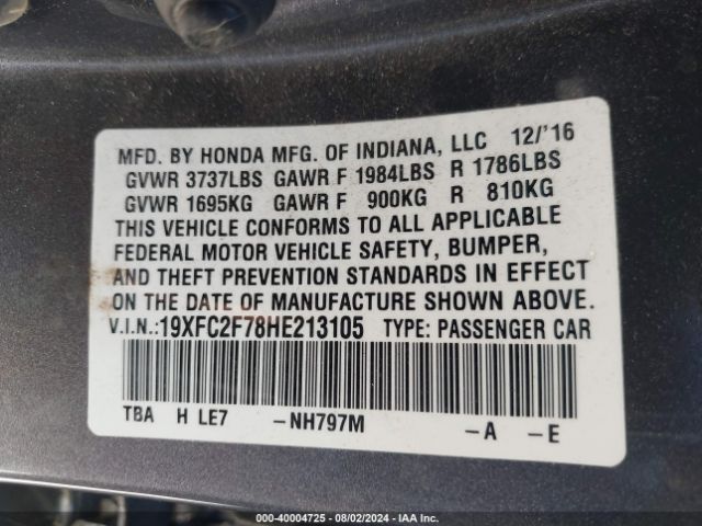 19XFC2F78HE213105 Honda CIVIC EX