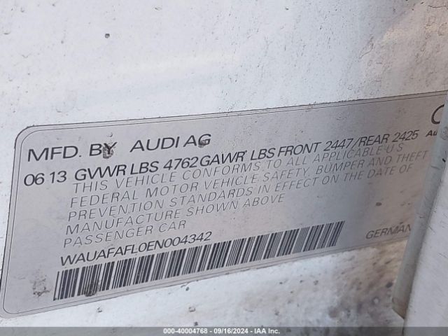 WAUAFAFL0EN004342 Audi A4 2.0t Premium