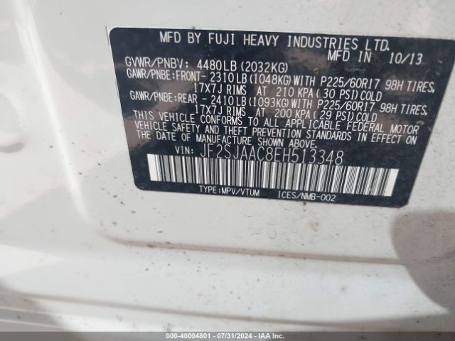 JF2SJAAC8EH513348 Subaru Forester 2.5i
