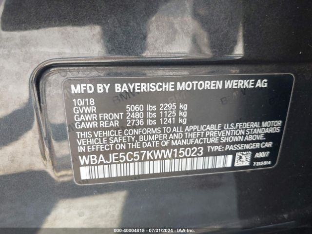 WBAJE5C57KWW15023 BMW 540I